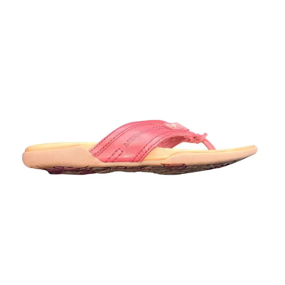 Merrell Port Performance Flip Flop Sandals Red Leather Women’s 8